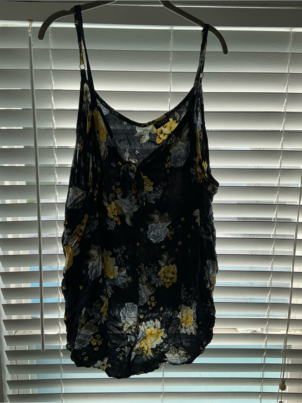 torrid Black Floral Spaghetti-Strap Cami with Yellow Accents